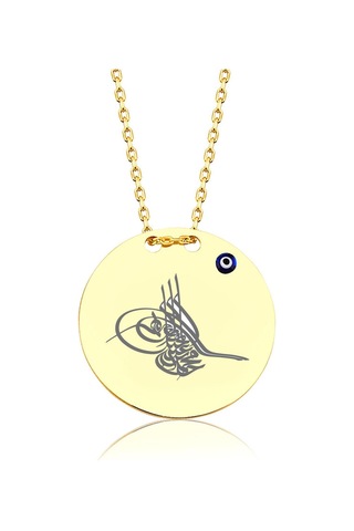 925 Ayar Gümüş Nazar Boncuklu Figürlü Plaka Kolye Gümüş