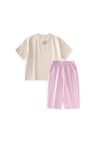 Cigit Oversize T-shirt Takım 2-10 Yaş Ekru