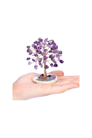 Valkyrie Ametist Yaşam Ağacı Kristal Bonsai Doğal Taş Dekor El Yapımı Tel Ağaç Meditasyon & Ofis Masaüstü Süs