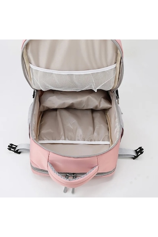 Pink Rahat Seyahat Sırt Çantası Kadın Büyük Kapasiteli Su Pembe
