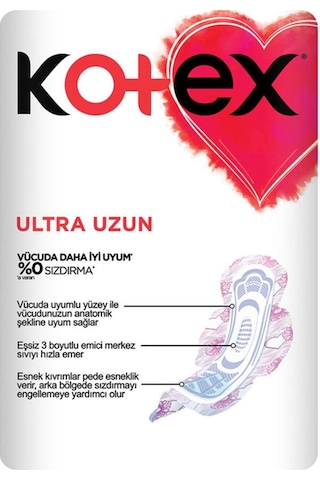 Kotex Ultra Uzun Süper Ekonomik Hijyenik Ped Uzun 12 x 18'li