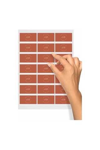 AkalBatu Floral Seri Dikdörtgen Sticker 4 X 8 CM 25'Li - Kiremit