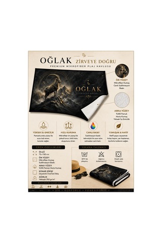 Plaj Havlusu Burç Koleksiyonu Premium Özel Tasarım Hızlı Kuruyan Mikrofiber Havlu Gri