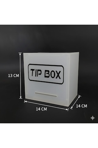 Kilitli Pleksi Masa Üstü Tip Box Bahşiş Kutusu Buz Beyazı 14x14xh13 Cm 1