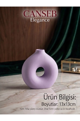 13x13cm - Premium -dekoratif Donut Vazo - Kendinden Kokulu - El Boyaması İşçilik Lavanta Mor