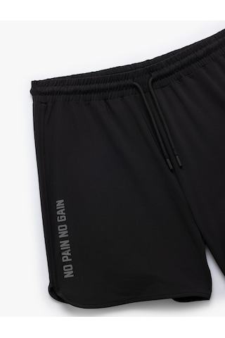 Koton Baskılı Cep Detaylı Beli Bağcıklı Spor Şort Siyah 5sam40043nk Siyah