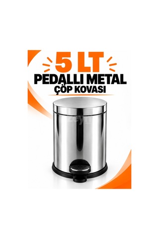 5 Litre Pedallı Metal Çöp Kovası Kapaklı Banyo Ve Ofis Çöp Kovası