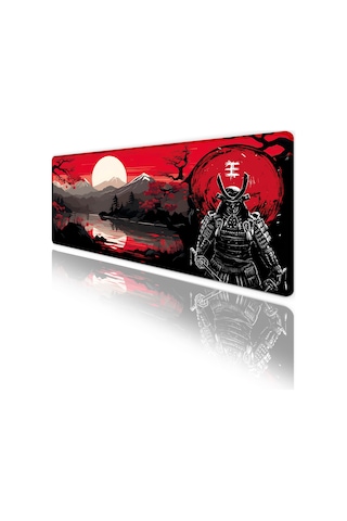 Japon Samuray Oyun Gaming Klavye Mouse Pad Kaymaz Taban Kenarları Dikişli Su Geçirmez Masa Matı 70x30 Cm