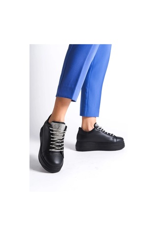 Mevese Luna Sim Detaylı Bağcıklı Kadın Günlük Sneaker Ayakkabı - Siyah