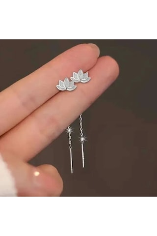 Kadın Küpe Lily Kadın Gümüş Küpe Minimal Takı Sevenlere Lotus Şık Minimal Hediyelik Küpe Çok Renkli