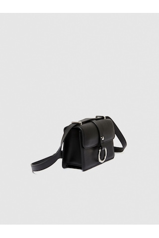 Sisley Metal Halkalı Küçük Boy Çapraz Çanta Kadın Siyah Çanta - 324p6hedwy03w