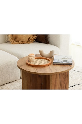 Rattan Hazeran Yuvarlak Tepsi Cappuccino %100 Doğal Hazeran M030