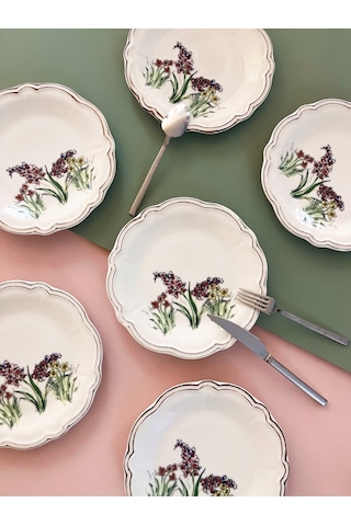 Porser Porselen Amber Pasta Takımı 22cm 6 Kişilik 6 Parça Çok Renkli