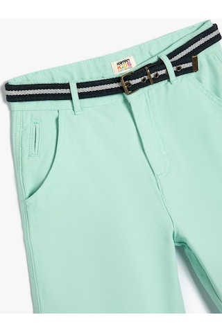 Koton Basic Chino Şort Kemer Detaylı Cepli Pamuklu Yeşil 4skb40067tw Yeşil