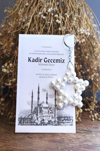 10 Adet Nostalji Kartlı Kadir Gecesi Hediyesi - İnci Anahtarlık