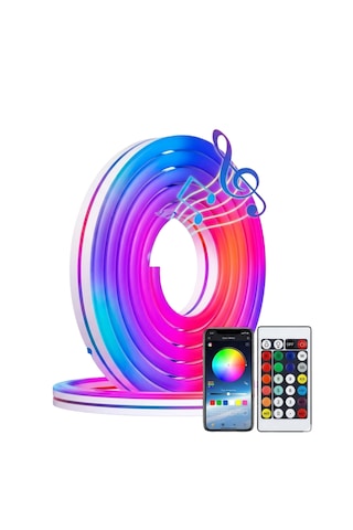 3 Metre Rgb Neon Led Şerit Işık Bluetooth - Kumandalı Ambiyans Işığı- Tv Ledi Çok Renkli
