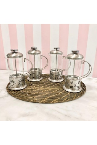 Süzgeçli Çay Ve Kahve Kupası French Press 600 Ml Bitki Çayı Demleme Kupası Şeffaf