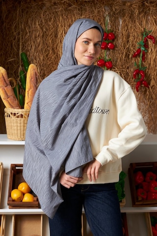 Mirsoy Scarf Ritmik Desen Pamuk Jakar Şal Koyu Gri