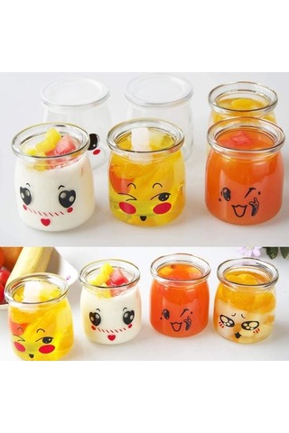 6 Adet Sevimli Küçük Cam Yoğurt Kavanoz Kapakları Ile Bebek Gıda Kavanozları Puding Bal Düğün Düğün Duş Şeker & Amp İçin Bal Kavanoz Yedek Cam Kavanoz Krema Tencere 4 Izgara