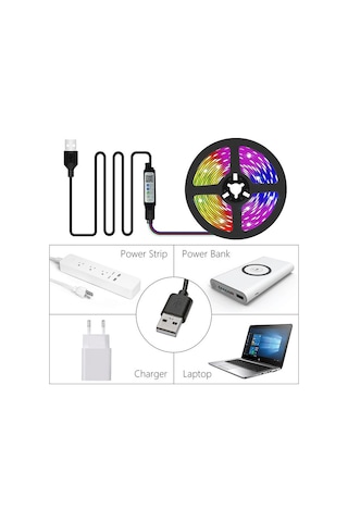 App 5050 Rgb Bluetooth Led Çubuk Işık 1m-30m Dc 5v Usb Led Çubuk Tv Arkaplan Işığı Odası Dekorasyon App Controller 0.5m