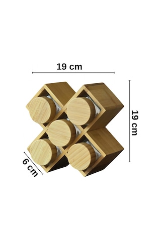 Piev Bambu Kapaklı Standlı 5 Li Kavanoz X Baharatlık Sarı