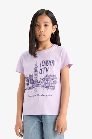 Defacto Kız Çocuk Bisiklet Yaka Baskılı Kısa Kollu Tişört E0349a825smpr143 Mor