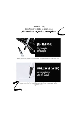 İnce Fırça Uçlu Kalem Eyeliner Natural Fix Brush Pen Liner Black 1