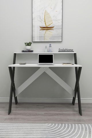 İqas 50x90 Cm Çalışma Masası Laptop Bilgisayar Masası Ofis Ders Yemek Çocuk Masası Beyaz-antrasit