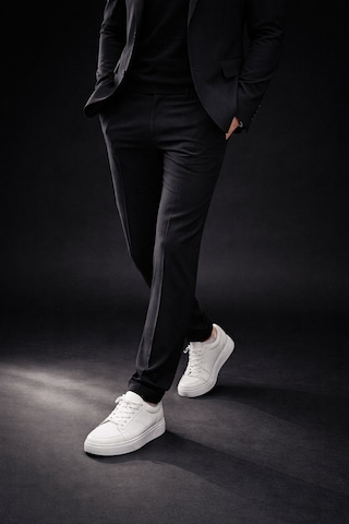 Muggo Leons Hakiki Deri Erkek Kalın Taban Bağcıklı Günlük Casual Sneaker Beyaz