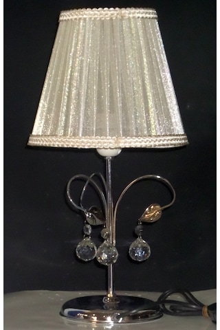 Krem Taşlı Abajur Krem