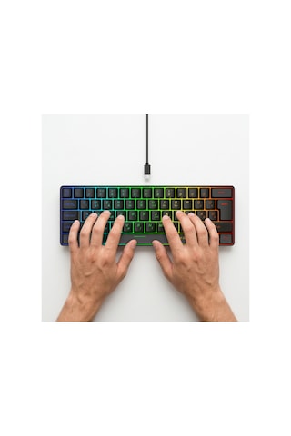 Oem G61 Mini Rgb 61 Tuşlu Ergonomik Mekanik Mini Kablolu Oyuncu Klavyesi %60 Usb Arabirimli Blue Switch