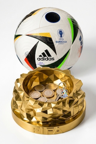 Futbol Topunuzu Ballon D'or A Çeviren Gold Kaplamalı Stand Altın