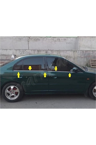 Honda Civic Krom Cam Çıtası 2001-2005 4 Parça Paslanmaz Çelik