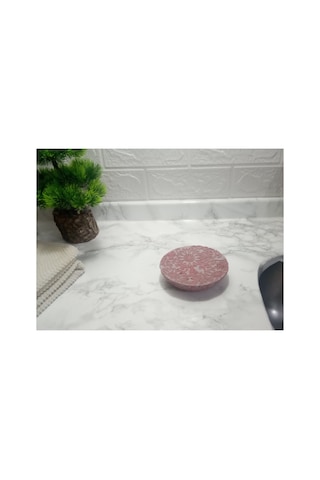 Buççin Online Mağaza Sabunluk Pembe Örgü Model Poliresin 13x13x2cm Banyo Seti Reçine Pembe Çok Renkli
