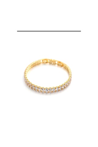 Kadın Zirkon Taşlı Gold Renk Çelik Su Yolu Bileklik-4mm Gold