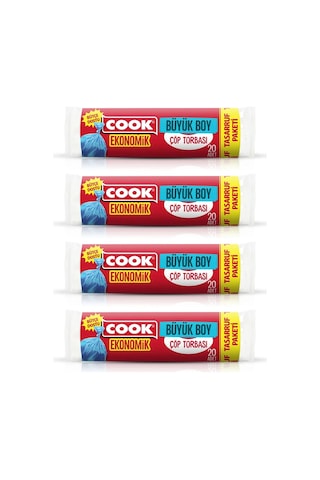 Cook Büyük Çöp Torbası 65 80 Cm 20 Li X 4 Adet