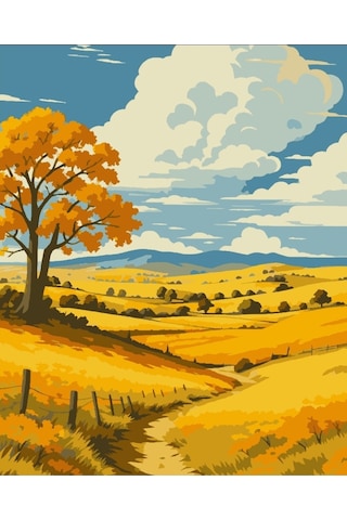 Denic Sayılarla Boyama Seti 40x50 Cm (Çıtalı) Fırça Boya Dahil Numaralı Tuval Bahar Manzara