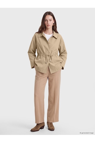 Lcw Modest Haki Gömlek Yaka Oversize Kadın Trençkot