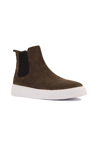 Shoetyle - Haki Hakiki Deri Süet Erkek Chelsea Bot 250-041 -1167 Haki