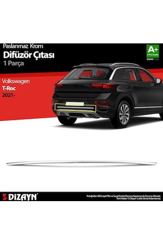 S-Dizayn Volkswagen T-roc Makyajlı Krom Difüzör Çıtası Orta Parça 2021 Üze