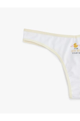 Koton Rahat Kalıp Lastik Detaylı Baskılı Pamuklu String Külot Ekru 6slk30039mk Ekru