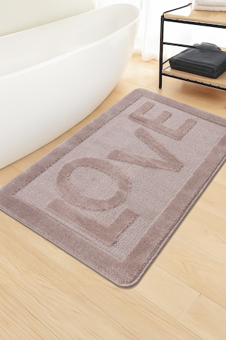 Doğal Kaymaz Taban Banyo Paspas Uzun Ömürlü Yumuşak Dokulu Su Emici Yıkanabilir Love 60x100 Vizon