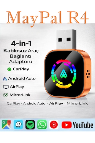 Maypal 4'ü 1 Arada Ekran Yansıtmalı Kablosuz Carplay & Android Auto Dönüştürücü, Ios&android Uyumlu Diğer