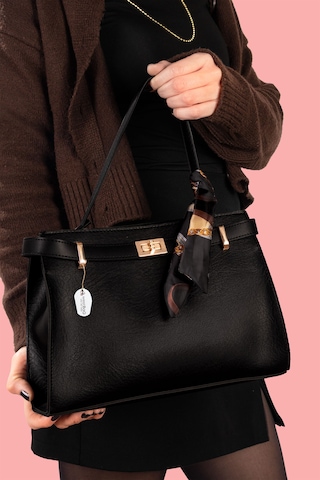 Westbag Kadın Tokalı Fularlı El Ve Çapraz Deri Dokulu Çanta Siyah