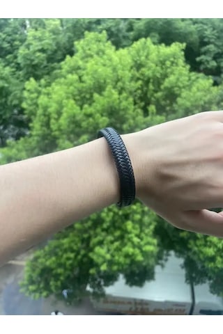 Gogoey Erkek Deri Bileklik Siyah