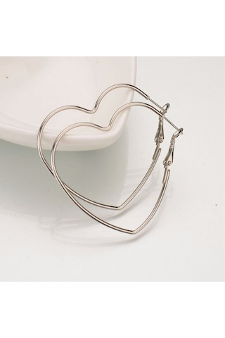 Tezzgelsin Kadın Kalp Tasarım Küçük Boy Küpe 3 Cm Silver