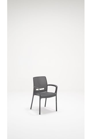 4 Adet Rattan Lüx Antrasit Sandalye / Balkon-Bahçe-Teras Antrasit