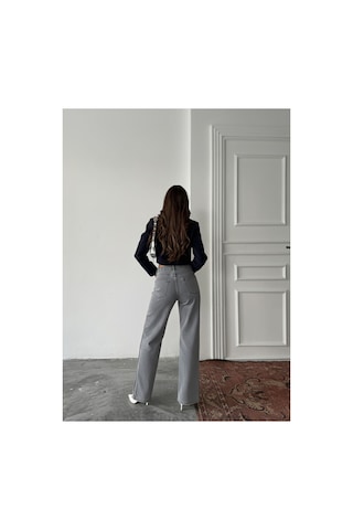 Blue Marlın Yan Fermuarlı Uzun Boyfriend Bol Paça Jeans Kar Siyah