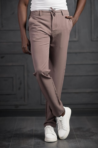 Perpant Beli Lastikli Ve İplikli Likralı Slimfit Yazlık Kumaş Jogger Pantolon Kahverengi