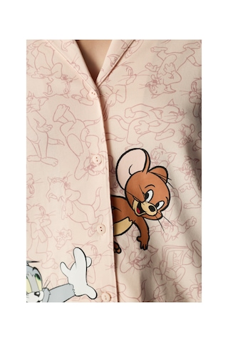 Penti Açık Pembe Tom&jerry Uzun Kollu Gömlek Pantolon Pijama Takımı Soft Pınk